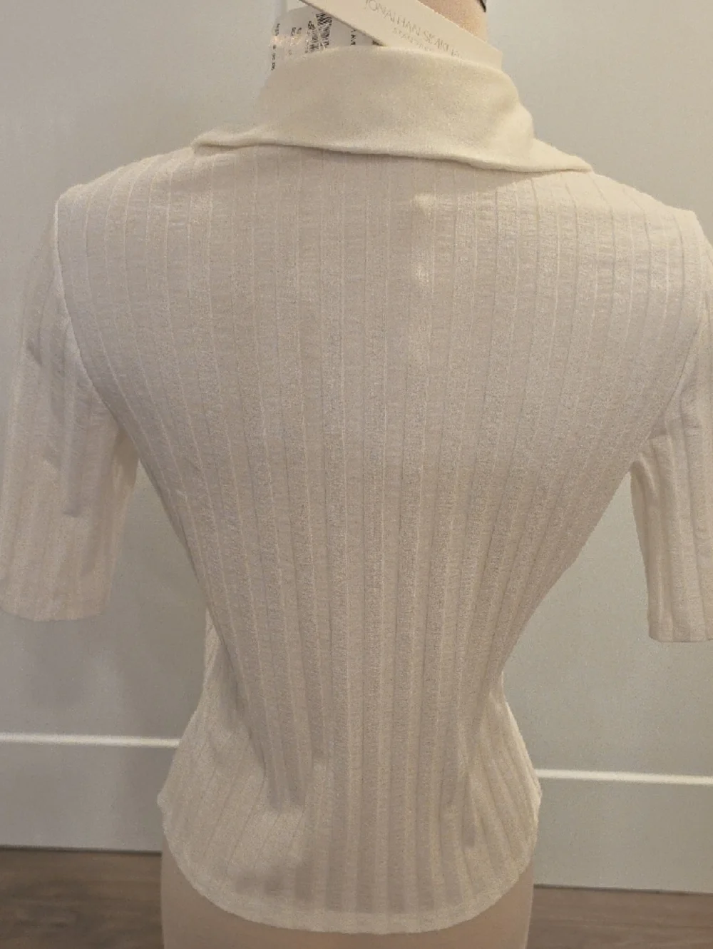 Jonathan Simkhai Cream Ribbed Polo Top size L new with tags - Picture 7 of 9